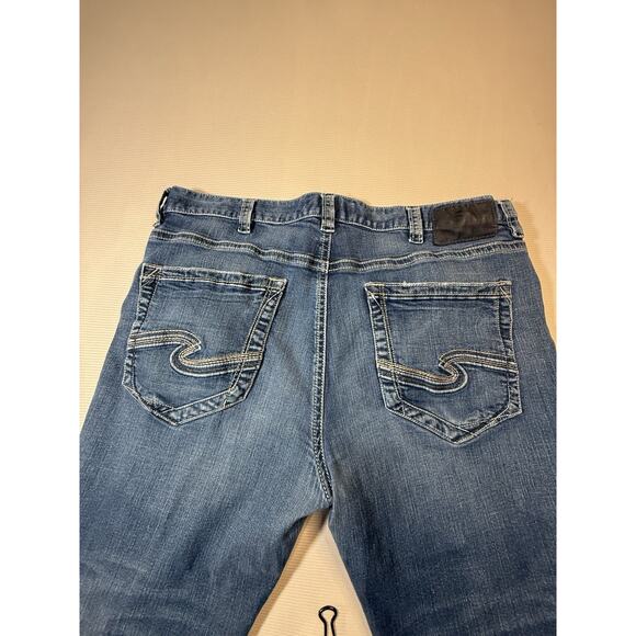 Silver Jeans Co Eddie Men’s Jeans Blue Relaxed Fit Straight Leg Denim 42x30 - Picture 5 of 10